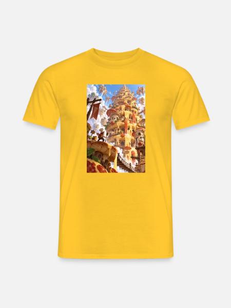 Käsegebundener Fantasieturm - Männer T-Shirt - Gelb