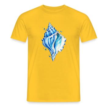 Blaue Muschel Wasserfarbenbild - Männer T-Shirt - Gelb - Vorne - AI Model Male 178 dark (178cm)
