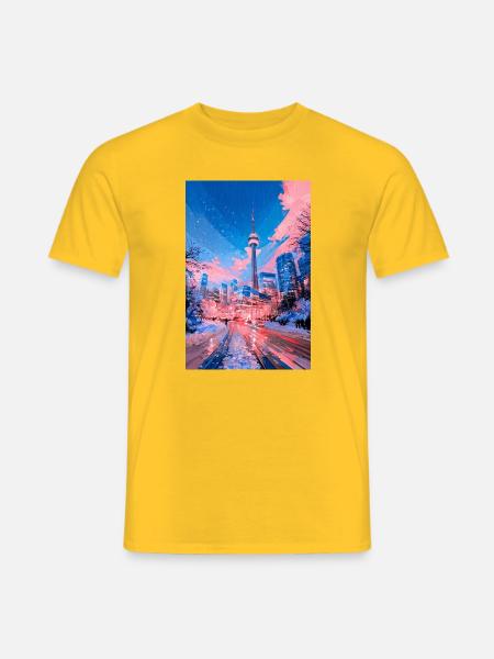 Neon-Schnee-Stadtlandschaft - Männer T-Shirt - Gelb