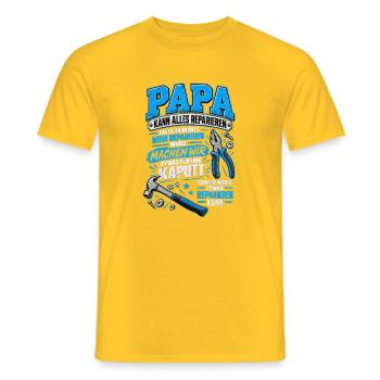 Papa kann alles reparieren – Handwerker Humor - Männer T-Shirt - Gelb - Vorne - AI Model Male 178 dark (178cm)