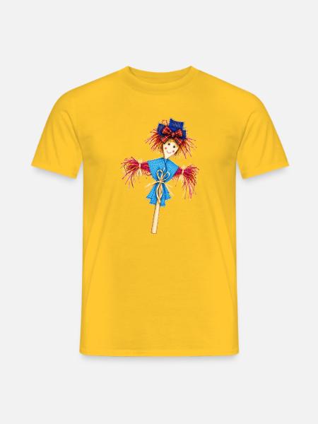 Blau-Karo-Vogelscheuche-Zauber - Männer T-Shirt - Gelb