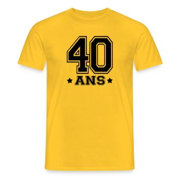 40 ANS,âge - T-shirt homme - jaune - Devant - AI Model Male 178 dark (178cm)