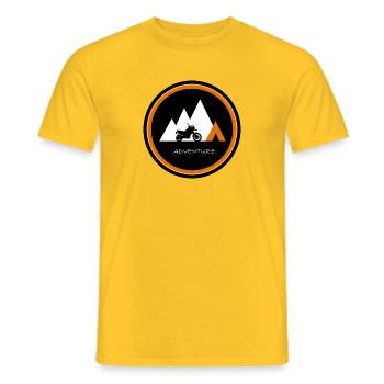 Moto, Aventure, Aventure, Camping, Outdoor - T-shirt homme - jaune - Devant - AI Model Male 178 dark (178cm)