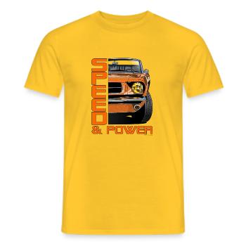 Musclecar - Men's T-Shirt - yellow - Front - AI Model Male 178 dark (178cm)