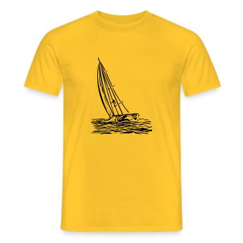 Sailboat on the wind - Men's T-Shirt - yellow - Front - AI Model Male 178 dark (178cm)