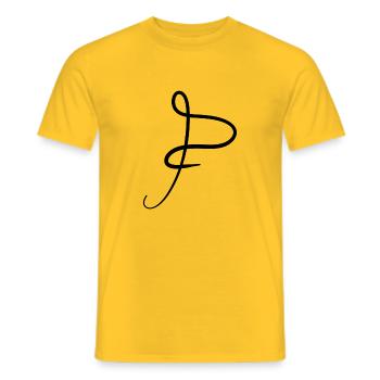 P letter - Men's T-Shirt - yellow - Front - AI Model Male 178 dark (178cm)