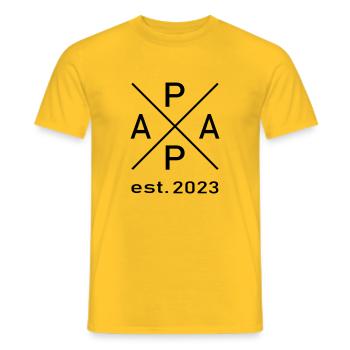 Papa est. 2023 - Männer T-Shirt - Gelb - Vorne - AI Model Male 178 dark (178cm)