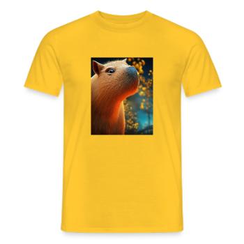 Cooles Comic-Porträt von Capybara bei Nacht - Männer T-Shirt - Gelb - Vorne - AI Model Male 178 dark (178cm)