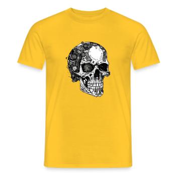 Gruseliger Machinen Totenkopf Schädel im Goth Stil - Männer T-Shirt - Gelb - Vorne - AI Model Male 178 dark (178cm)