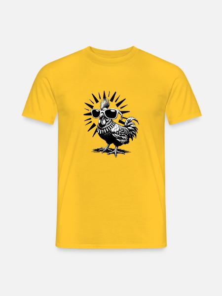 Das Ultra-Huhn macht Urlaub mit Sonnenbrille - Männer T-Shirt - Gelb
