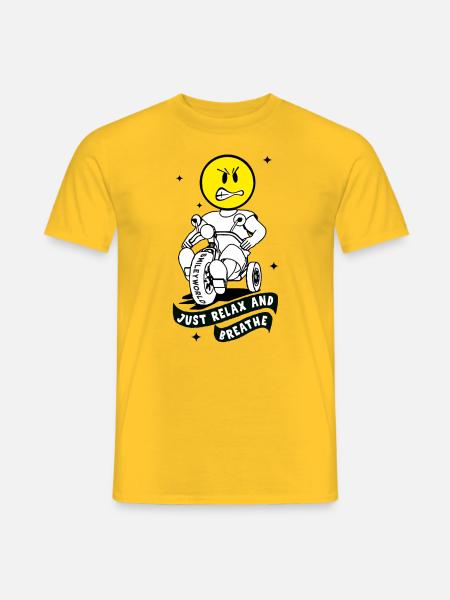 Wütendes Baby Smiley auf Dreirad - Bleib cool! - Männer T-Shirt - Gelb