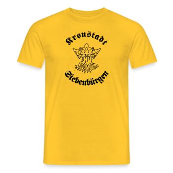 Kronstadt in Siebenbürgen - Wurzel mit Krone - Männer T-Shirt - Gelb - Vorne - AI Model Male 178 dark (178cm)