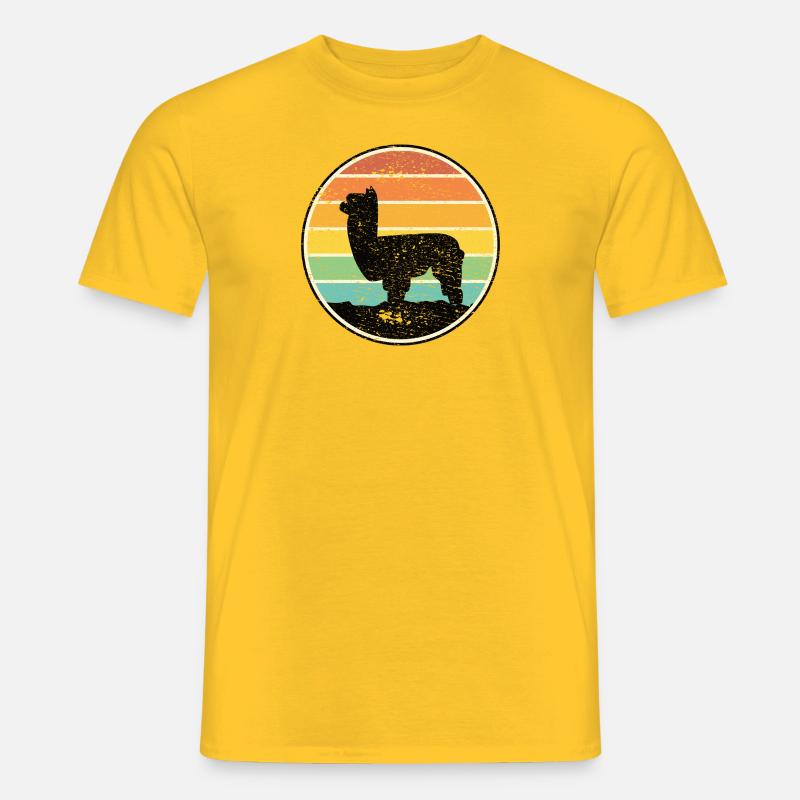 Alpaca silhouette before sunset - Men’s T-shirt - yellow