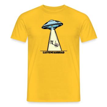 Ufo, Lastenfahrrad, Lastenrad, Cargobike, Aliens - Männer T-Shirt - Gelb - Vorne - AI Model Male 178 dark (178cm)