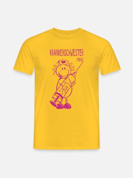 Krankenschwester mit Spritze - Geschenk - Männer T-Shirt - Gelb