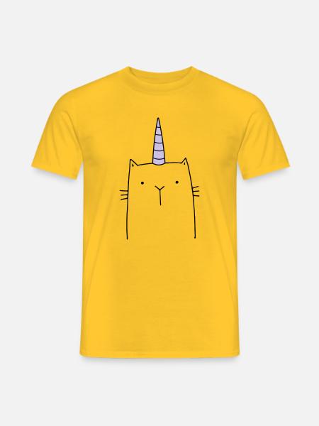Einhorn Katze niedlich Geschenk - Männer T-Shirt - Gelb