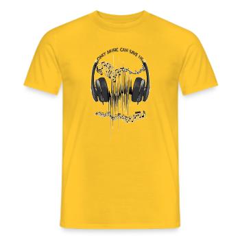 Écouteurs et Partitions Noires - T-shirt homme - jaune - Devant - AI Model Male 178 dark (178cm)