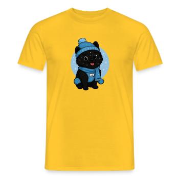 Cuddly Dog Winter Magic - Men's T-Shirt - yellow - Front - AI Model Male 178 dark (178cm)
