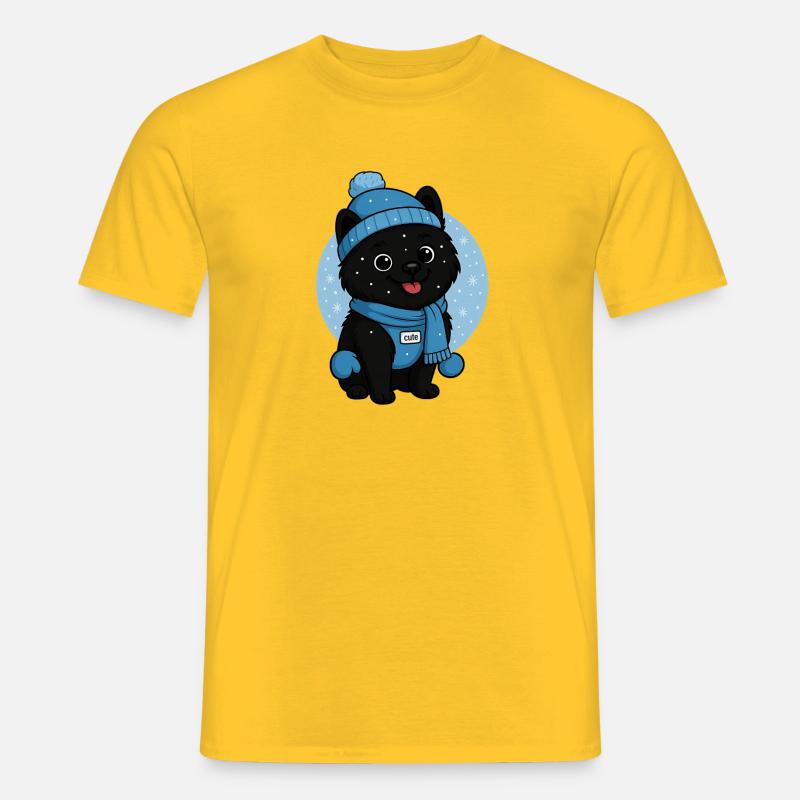 Kuschelhund Winterzauber - Männer T-Shirt - Gelb