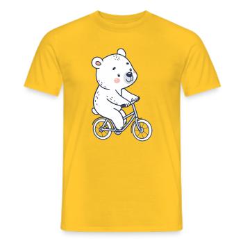 Eisbär auf einem pastellfarbenen Fahrrad - Männer T-Shirt - Gelb - Vorne - AI Model Male 178 dark (178cm)