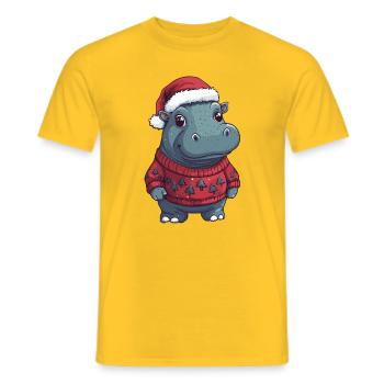 Nilpferd Weihnachten Xmas - Männer T-Shirt - Gelb - Vorne - AI Model Male 178 dark (178cm)