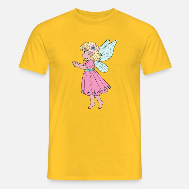 Süße Fee im rosa Kleid - Männer T-Shirt - Gelb