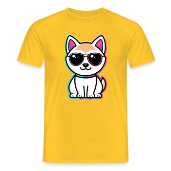 Cat Neon Rainbow Glasses - Men's T-Shirt - yellow - Front - AI Model Male 178 dark (178cm)