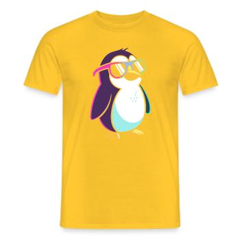 Penguin Neon Cool Colorful Glasses - Men's T-Shirt - yellow - Front - AI Model Male 178 dark (178cm)