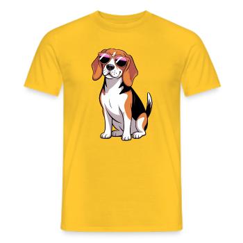 Beagle Dog Wearing Shades - Men's T-Shirt - yellow - Front - AI Model Male 178 dark (178cm)