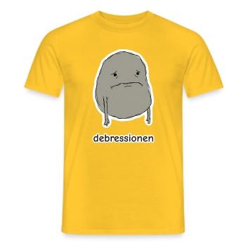 debressionen – Blob Meme - Männer T-Shirt - Gelb - Vorne - AI Model Male 178 dark (178cm)
