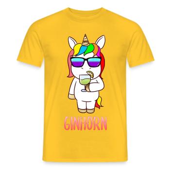 Ginhorn Gin Einhorn Drink Karneval Outfit - Männer T-Shirt - Gelb - Vorne - AI Model Male 178 dark (178cm)