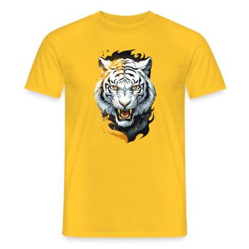 Flammen-Tiger Weißer Krieger - Männer T-Shirt - Gelb - Vorne - AI Model Male 178 dark (178cm)