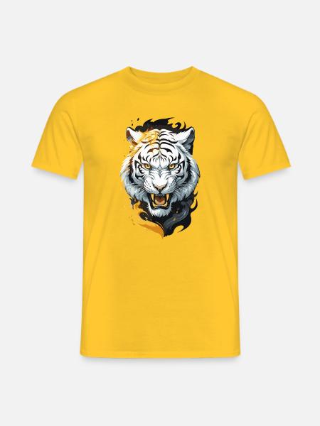 Flammen-Tiger Weißer Krieger - Männer T-Shirt - Gelb