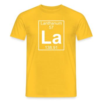 Lanthanum (La) (element 57) - Men's T-Shirt - yellow - Front - AI Model Male 178 dark (178cm)