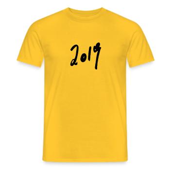 2019 - Men's T-Shirt - yellow - Front - AI Model Male 178 dark (178cm)