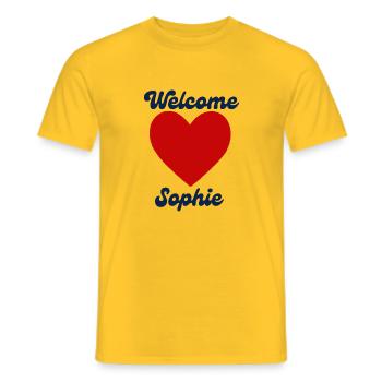 Sophie willkommen - Männer T-Shirt - Gelb - Vorne - AI Model Male 178 dark (178cm)