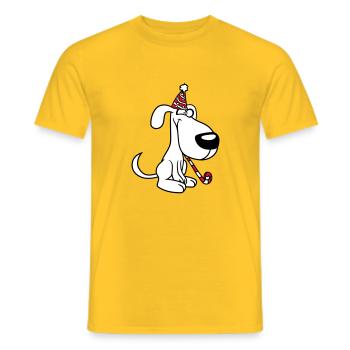Dog Birthday New Year's Eve Party Hat Celebrate Toad - Men's T-Shirt - yellow - Front - AI Model Male 178 dark (178cm)