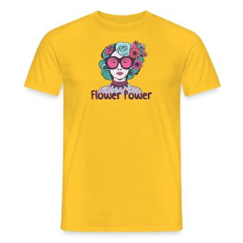 Flower Power Lady - Men's T-Shirt - yellow - Front - AI Model Male 178 dark (178cm)