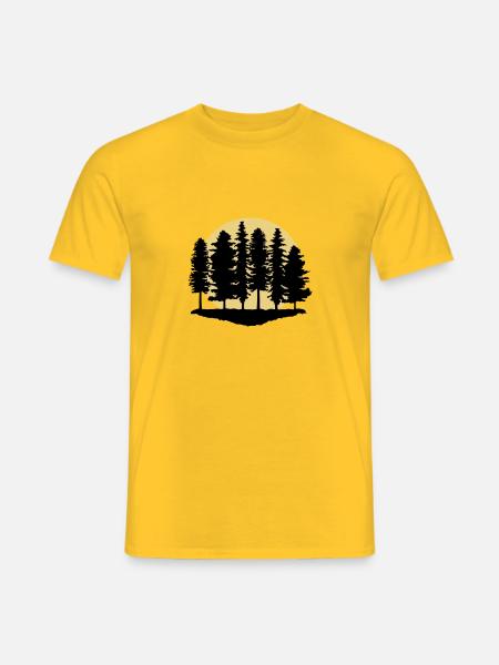 Wald und Mond, Bäume - Männer T-Shirt - Gelb