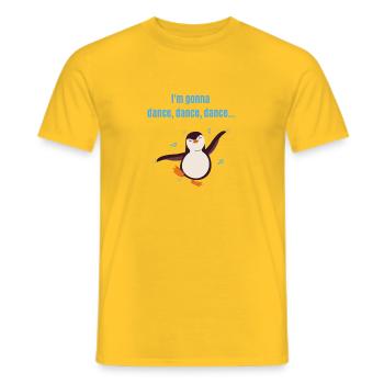 Carnaval - Pingouin dansant - danse danse danse - T-shirt homme - jaune - Devant - AI Model Male 178 dark (178cm)