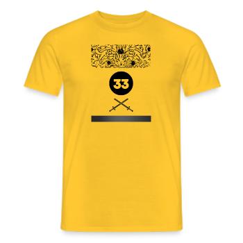 Conception de l’épée - T-shirt homme - jaune - Devant - AI Model Male 178 dark (178cm)