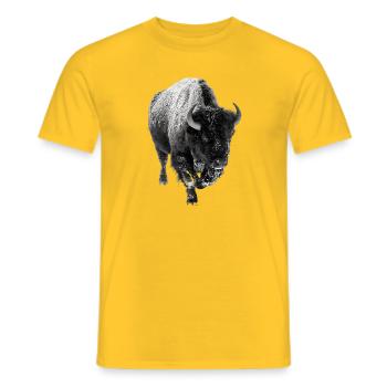 Bisons d’hiver dans la neige - T-shirt homme - jaune - Devant - AI Model Male 178 dark (178cm)