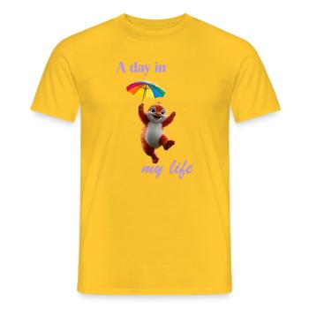 Glücklicher Tierchen Hamster mit Regenschirm - Männer T-Shirt - Gelb - Vorne - AI Model Male 178 dark (178cm)