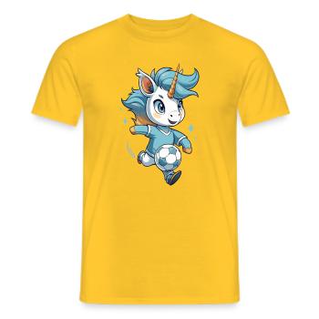 Einhorn Fußball Fan Design - Männer T-Shirt - Gelb - Vorne - AI Model Male 178 dark (178cm)