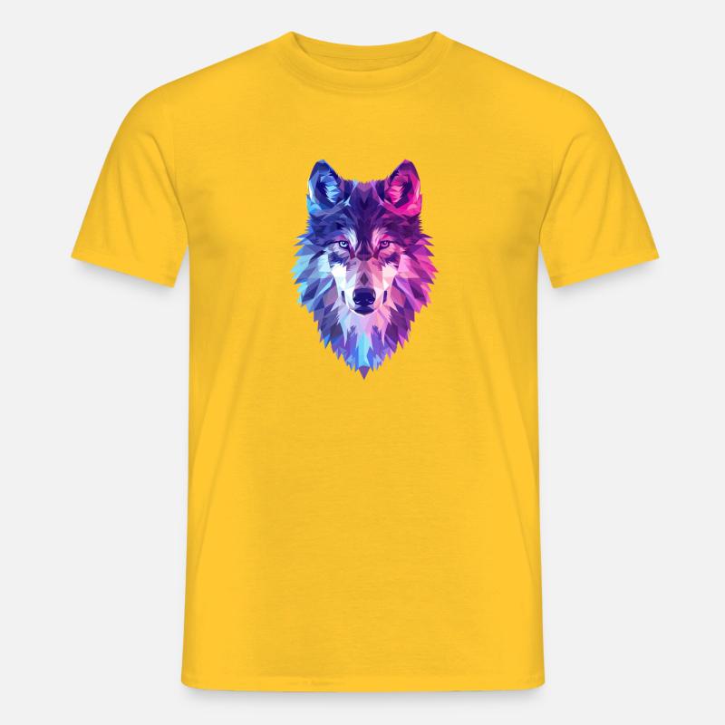 Geometrischer Wolf in Neonfarben - Männer T-Shirt - Gelb