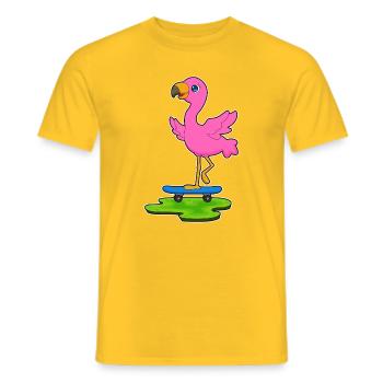 Flamingo Skater Skateboard - Männer T-Shirt - Gelb - Vorne - AI Model Male 178 dark (178cm)