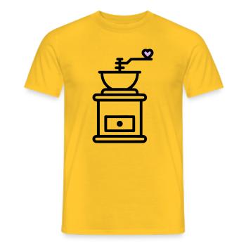 Coffee Love: Coffee Grinder with Heart Vector - Men's T-Shirt - yellow - Front - AI Model Male 178 dark (178cm)