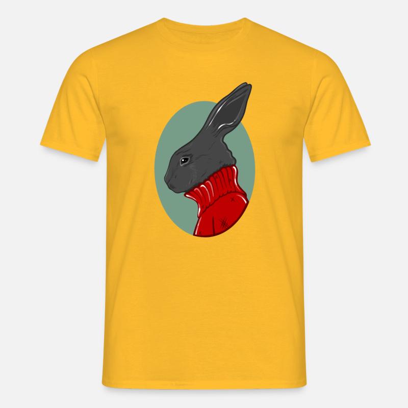 Hase mit rotem Pullover - Männer T-Shirt - Gelb
