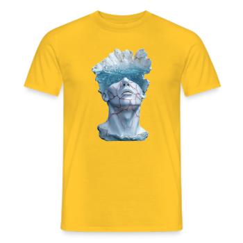 Buste statuaire surréaliste en marbre - T-shirt homme - jaune - Devant - AI Model Male 178 dark (178cm)