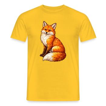 Fuchs Motiv Glasfenster Look Tiermotiv  - Männer T-Shirt - Gelb - Vorne - AI Model Male 178 dark (178cm)